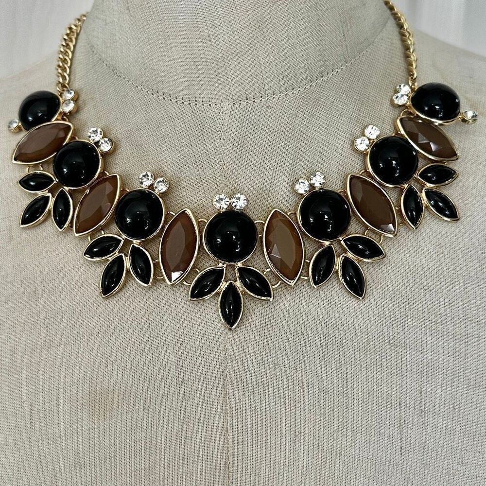 Latasia Black & Brown Statement Bib Necklace